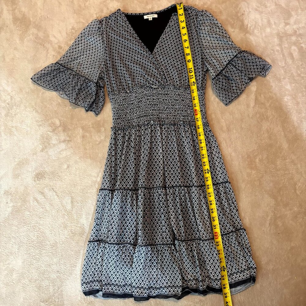 Max Studio Smocked Flutter Sleeve Printed Midi Dr… - image 1